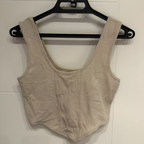 Cream Cropped Tank Top - Picture 1 of 3